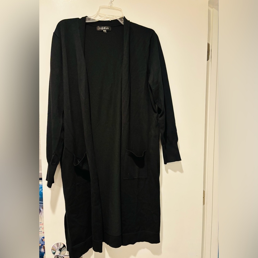 AUGUST SILK Women’s Classic Black Cardigan, Size XL - Picture 2 of 5